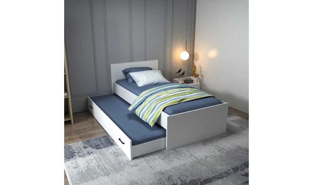 Pat de o persoana, Sofia - 90x190 cm, Alb