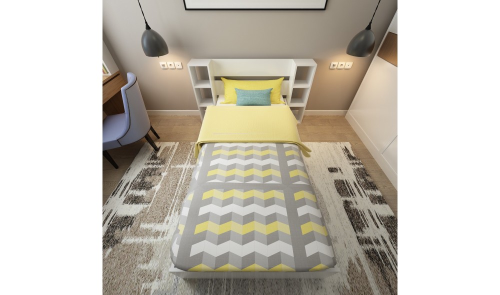 Pat de o persoana, Smart v2 - 90x190 cm, Alb