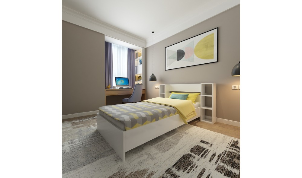 Pat de o persoana, Smart v2 - 90x190 cm, Alb