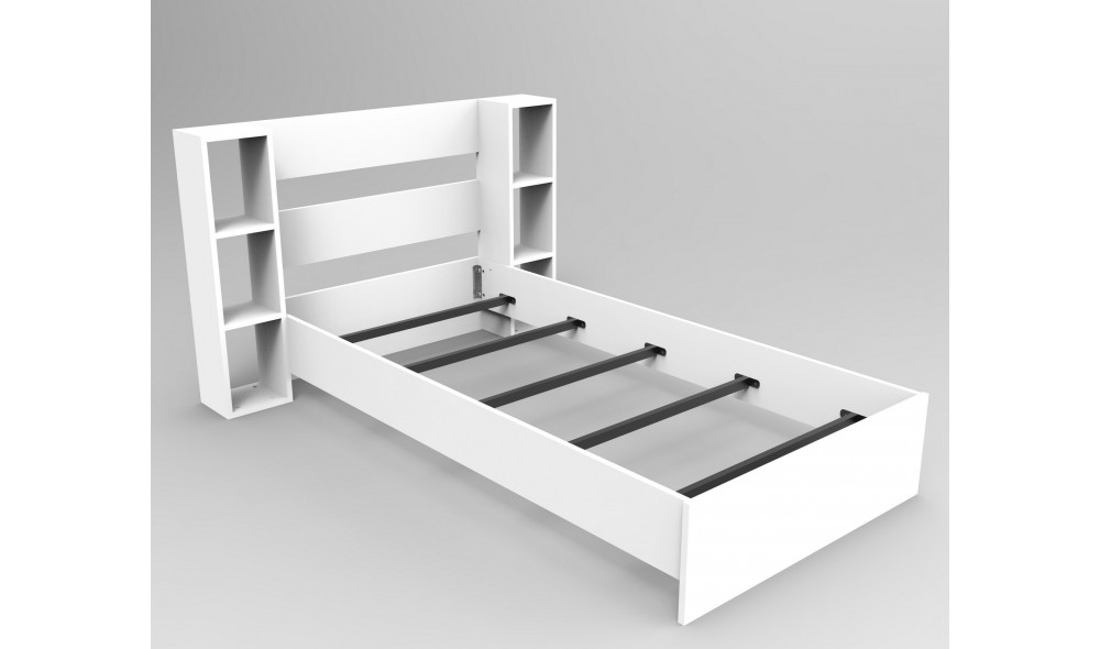 Pat de o persoana, Smart v2 - 90x190 cm, Alb