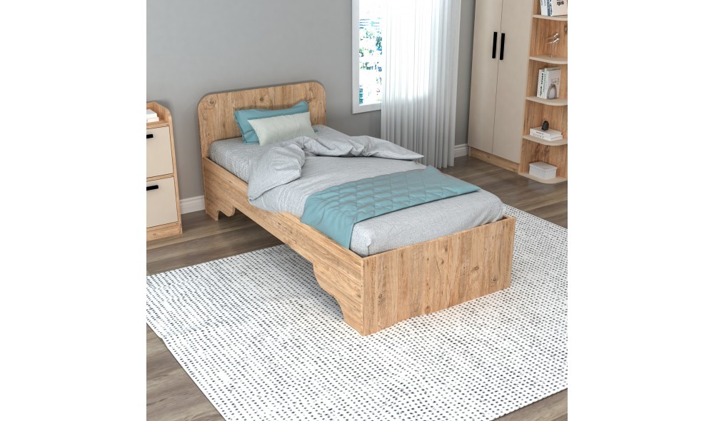 Pat de o persoana, Luses - 90x190 cm, Pinul AtlanticBej