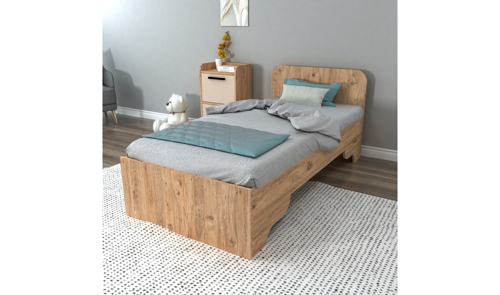 Pat de o persoana, Luses - 90x190 cm, Pinul AtlanticBej