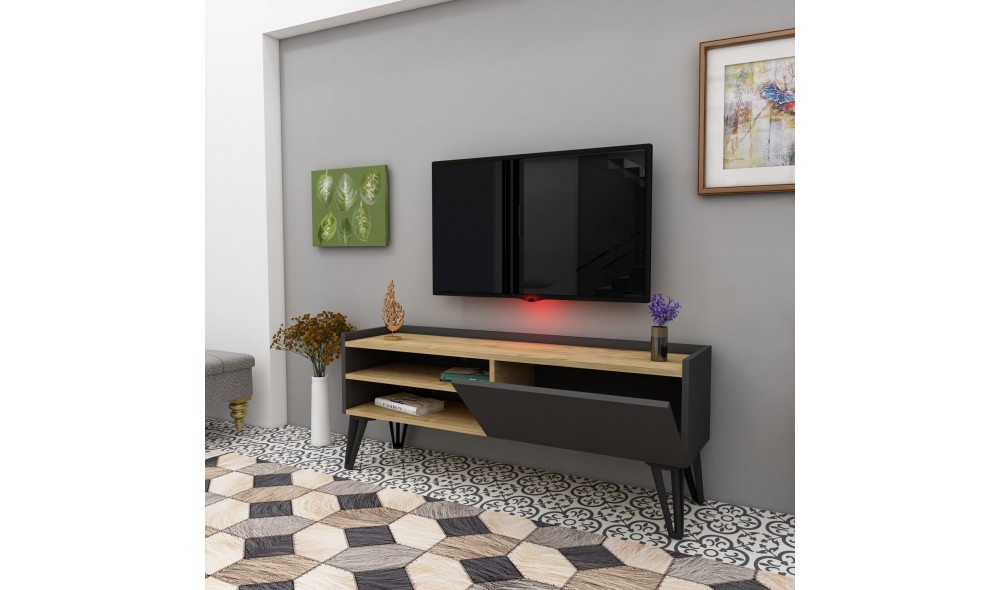 Suport TV, Veronica, StejarAntracit, 120 x 50 x 33 cm