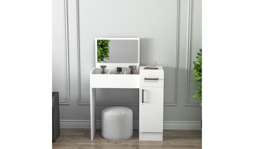 Masa de machiaj, Inci, Alb, 74 x 108 x 38 cm