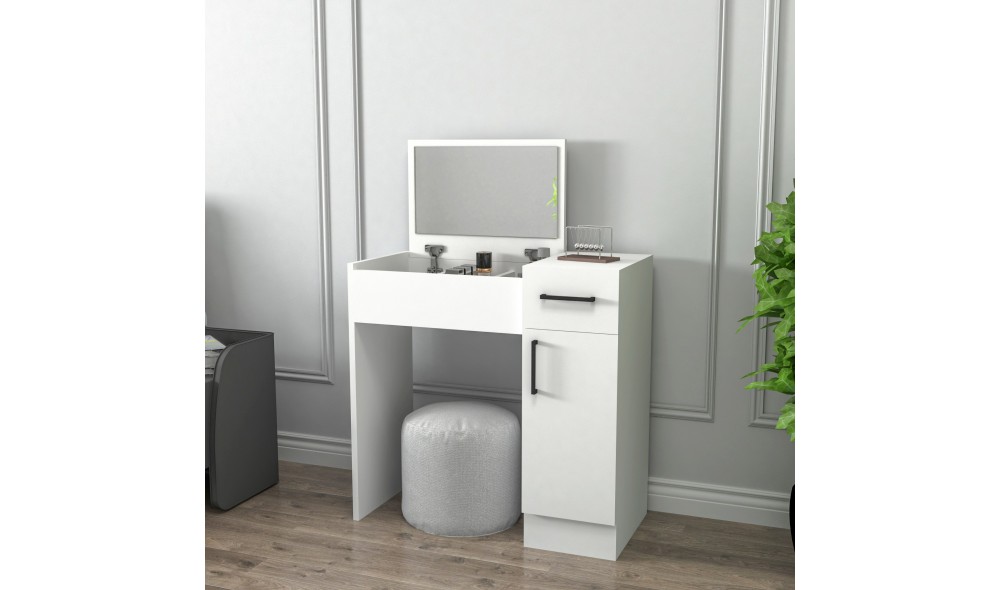 Masa de machiaj, Inci, Alb, 74 x 108 x 38 cm