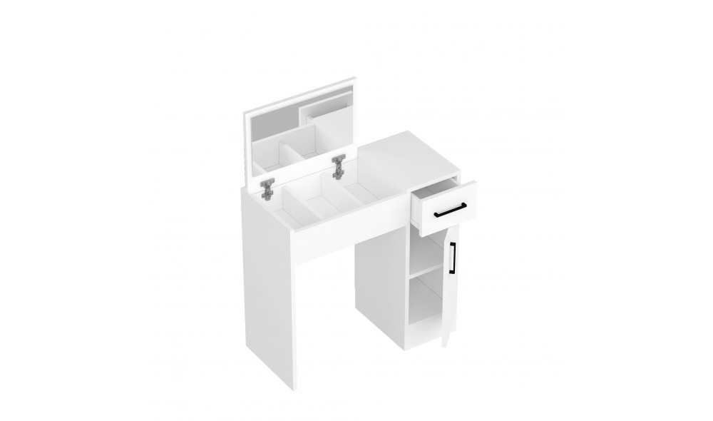 Masa de machiaj, Inci, Alb, 74 x 108 x 38 cm