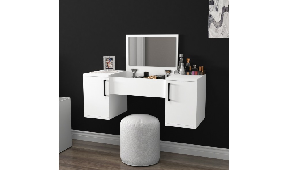 Masa de machiaj, Mercan, Alb, 100 x 74 x 35 cm