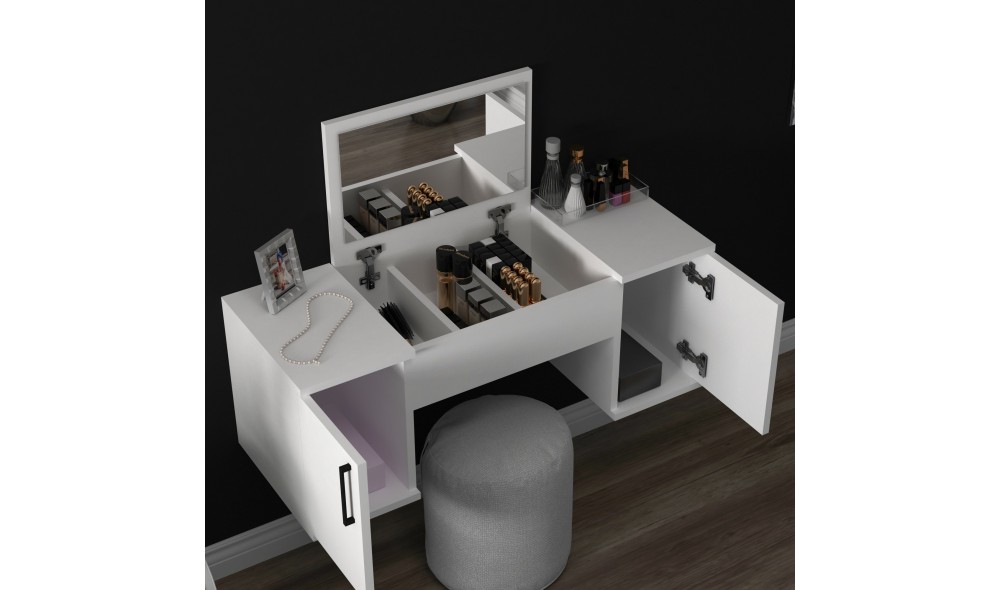 Masa de machiaj, Mercan, Alb, 100 x 74 x 35 cm