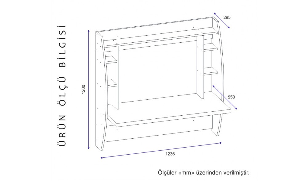 Birou de studiu, Buglem, Alb, 124 x 120 x 55 cm