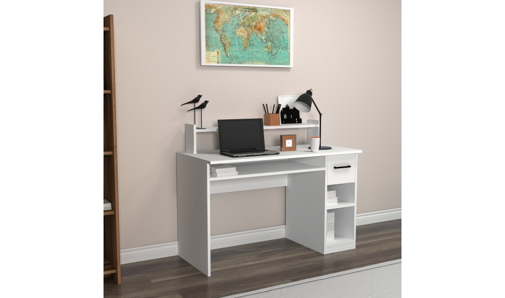 Birou de studiu, Eslem, Alb, 99 x 55 x 120 cm