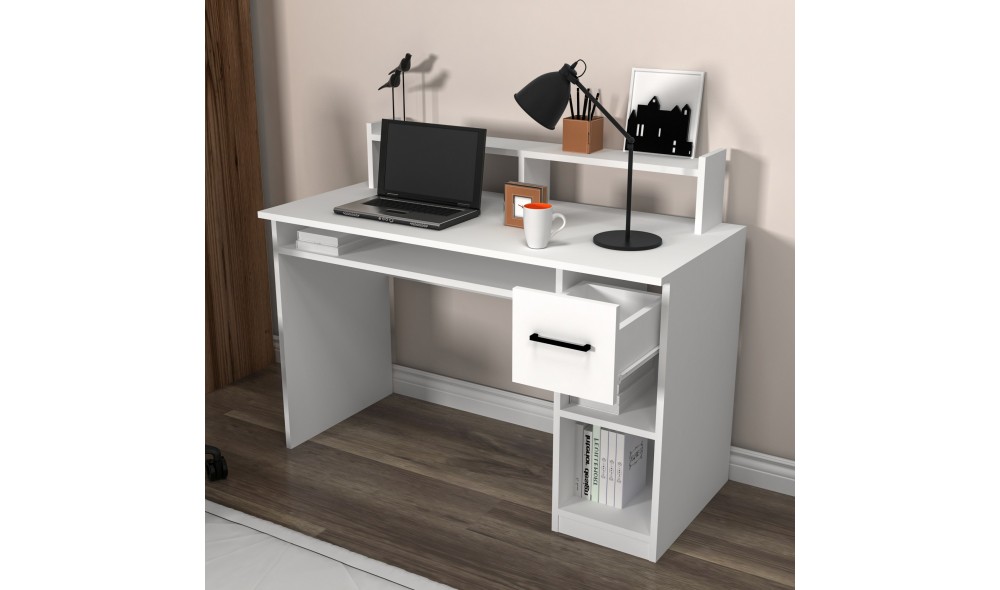 Birou de studiu, Eslem, Alb, 99 x 55 x 120 cm