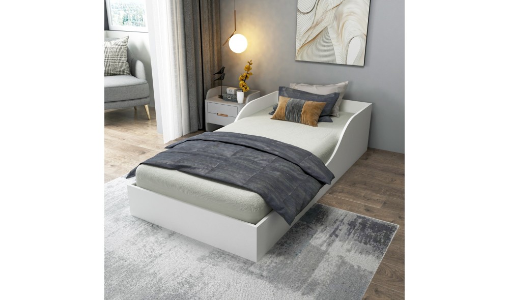 Pat de o persoana, Oya - 90x190 cm, Alb