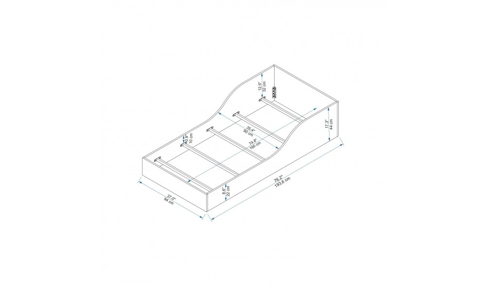 Pat de o persoana, Oya - 90x190 cm, Alb