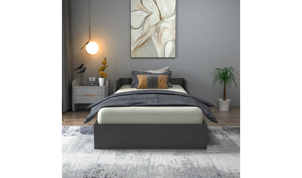 Pat de o persoana, Oya - 90x190 cm, Antracit