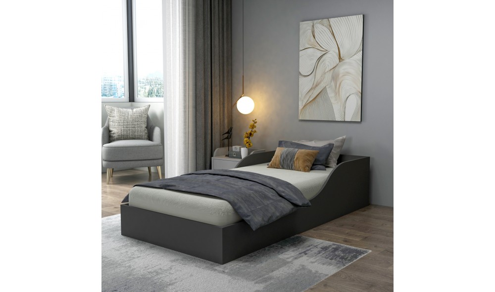 Pat de o persoana, Oya - 90x190 cm, Antracit