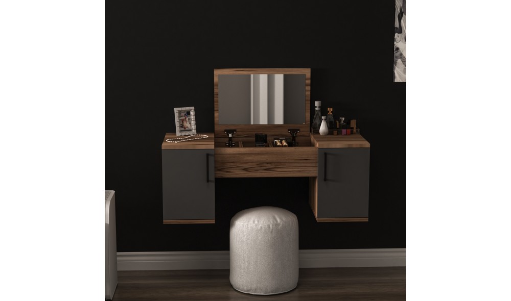 Masa de machiaj, Mercan, Nuc deschisAntracit, 100 x 74 x 36 cm