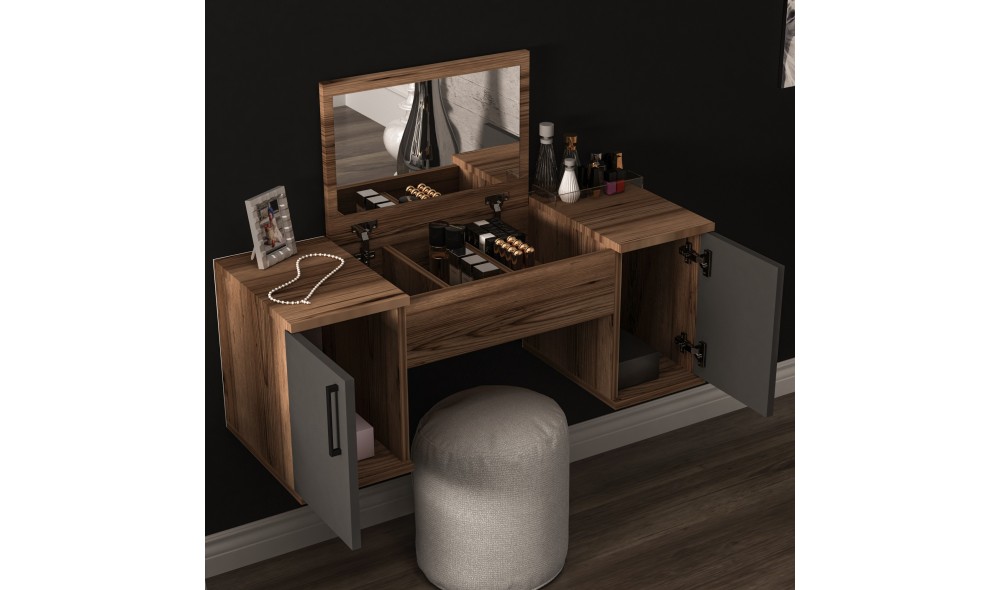 Masa de machiaj, Mercan, Nuc deschisAntracit, 100 x 74 x 36 cm