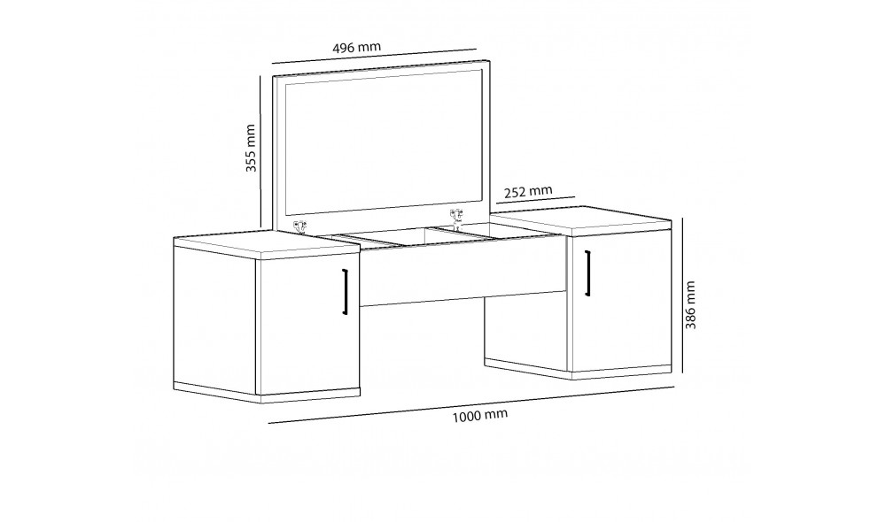 Masa de machiaj, Mercan, Nuc deschisAntracit, 100 x 74 x 36 cm