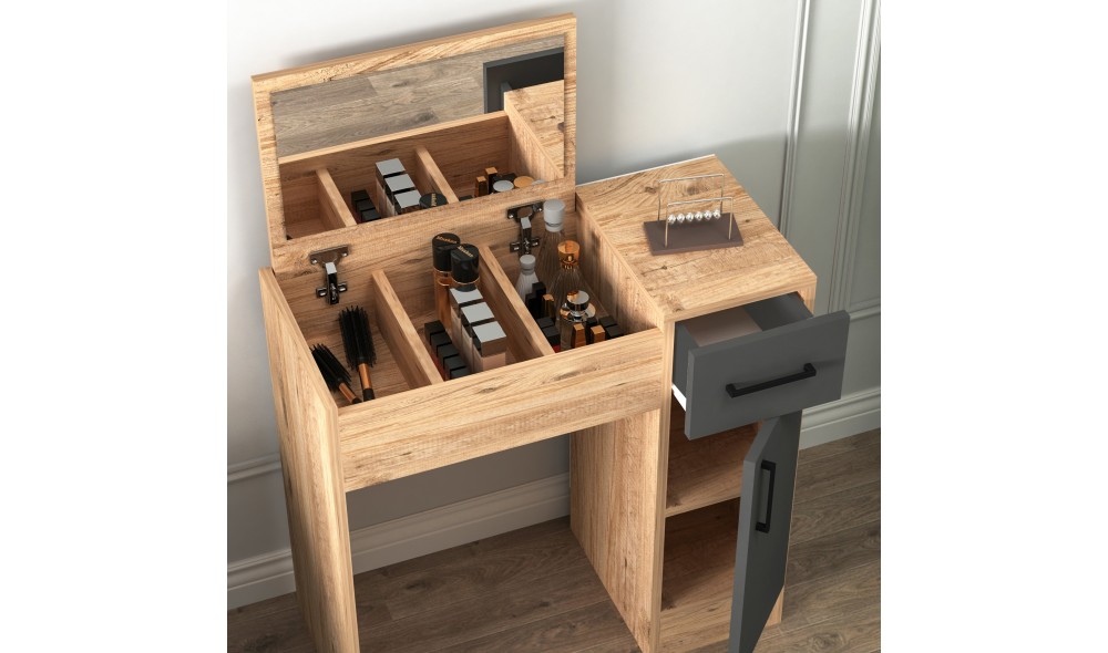 Masa de machiaj, Inci, Pinul AtlanticAntracit, 77 x 109 x 37 cm