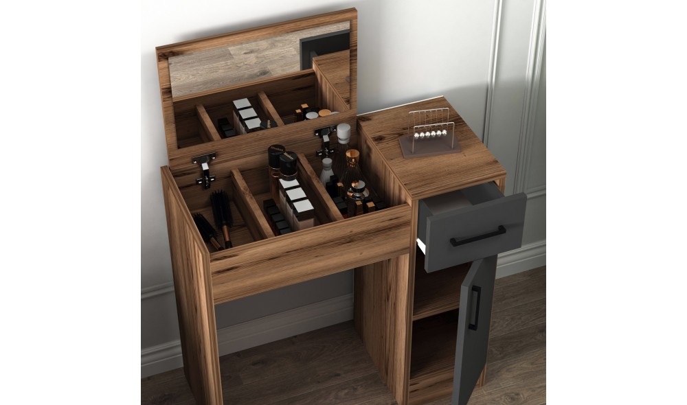 Masa de machiaj, Inci, Nuc deschisAntracit, 77 x 109 x 37 cm