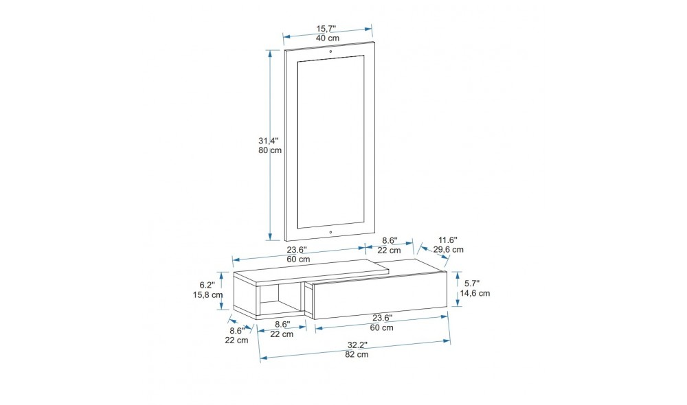 Antreu, Vien, Alb, 82 x 16 x 30 cm