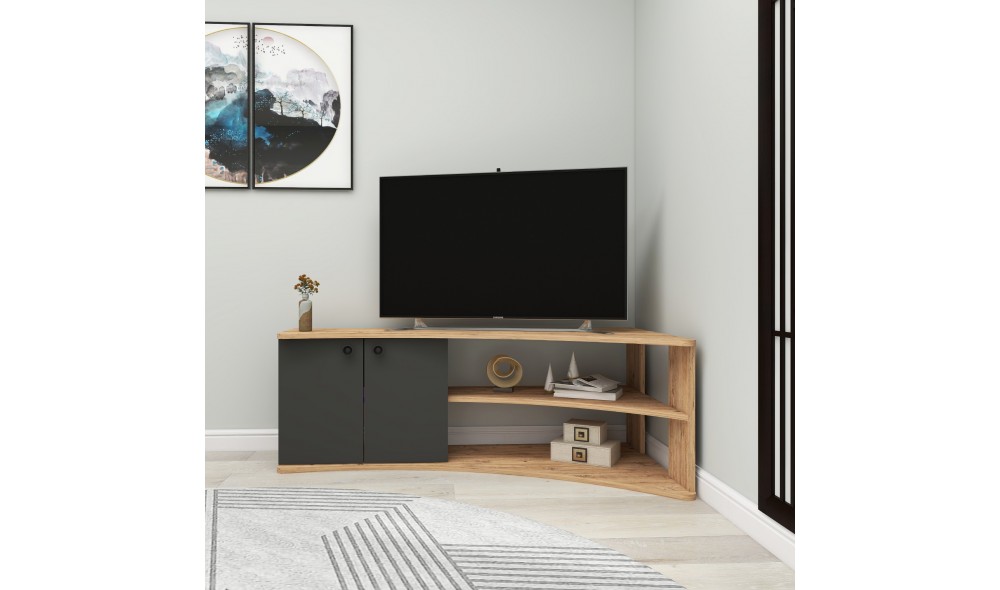 Suport TV, Termera, Pinul AtlanticAntracit, 135 x 49 x 68 cm