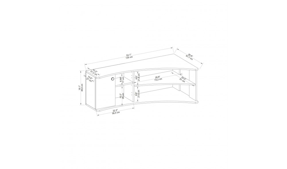 Suport TV, Termera, Pinul AtlanticAntracit, 135 x 49 x 68 cm