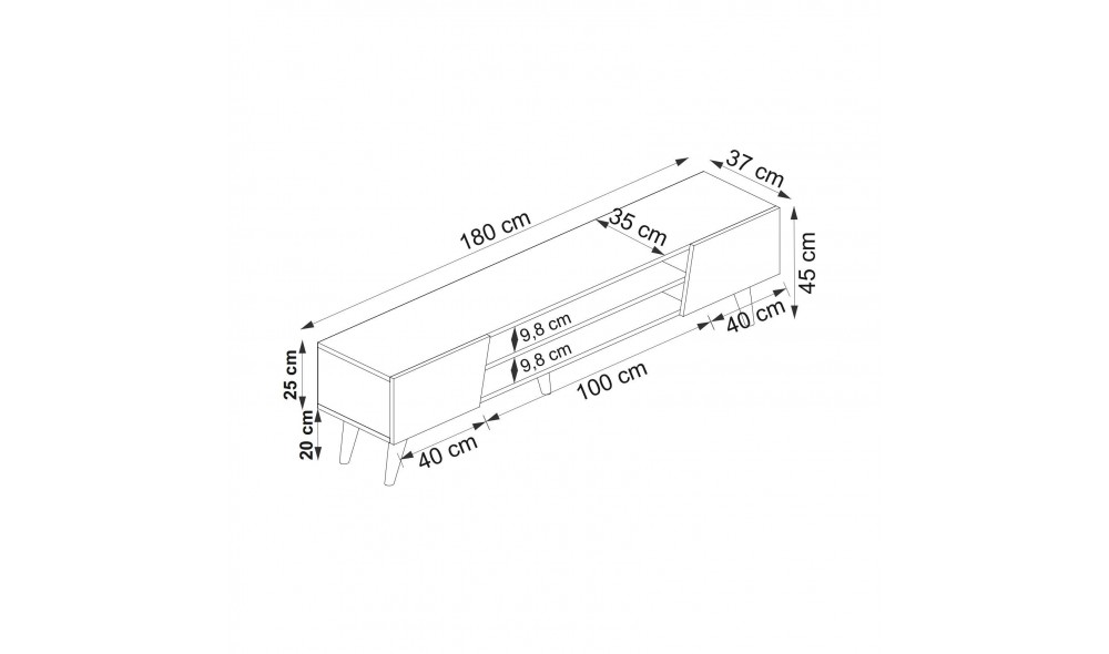 Suport TV, Clark, NucBej, 180 x 45 x 37 cm
