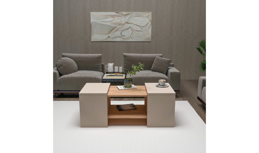 Set masuta de cafea, Sartos, Pinul AtlanticBej, 100 x 37 x 40 cm