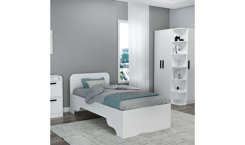 Pat de o persoana, Luses - 90x190 cm, Alb