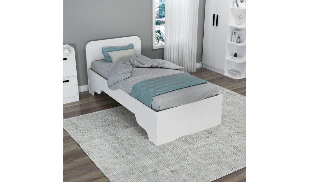 Pat de o persoana, Luses - 90x190 cm, Alb