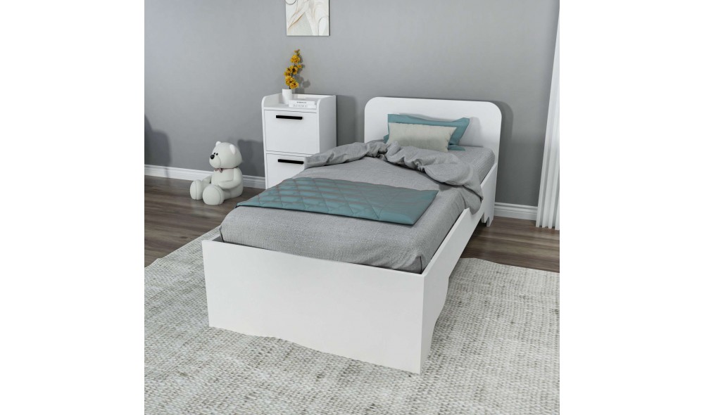 Pat de o persoana, Luses - 90x190 cm, Alb