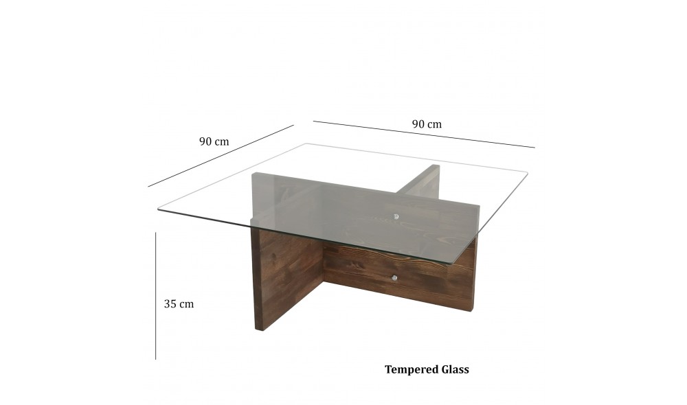 Masuta de cafea Glory - Nuc 90 x 35 x 90 cm