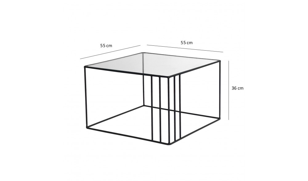 Masuta de cafea Contur - Negru 55 x 36 x 55 cm