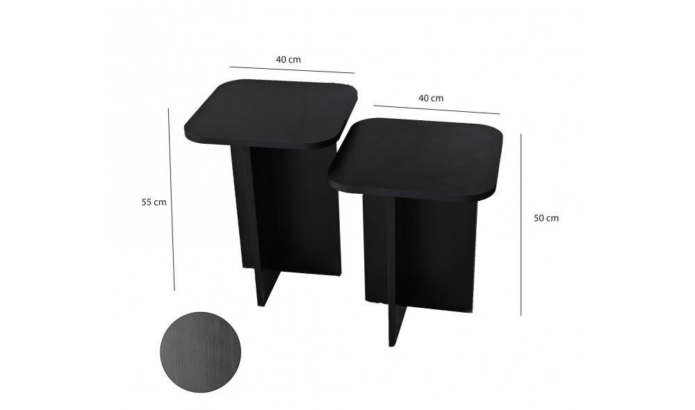 Set de masa laterala Blues - Negru