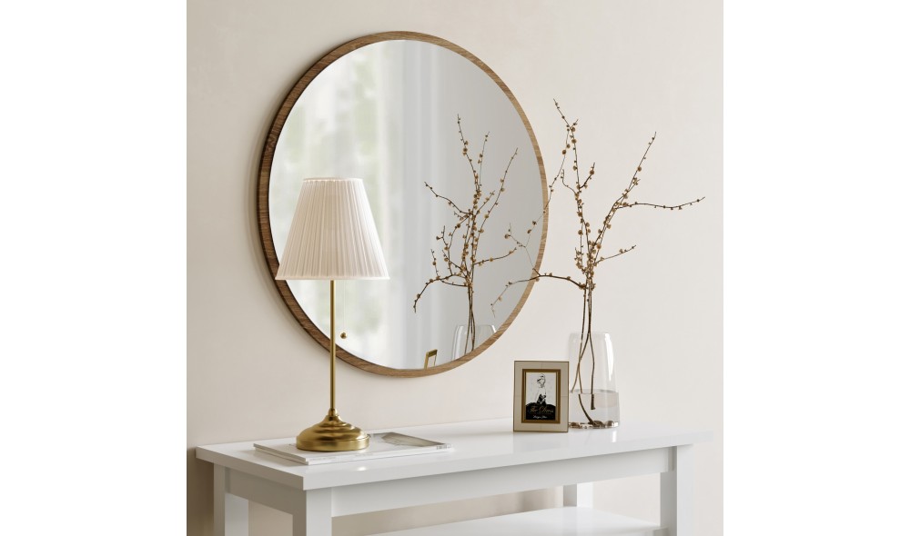 Oglinda Dekoratif Yuvarlak Ayna Ceviz A707 60 x 60 x 2 cm