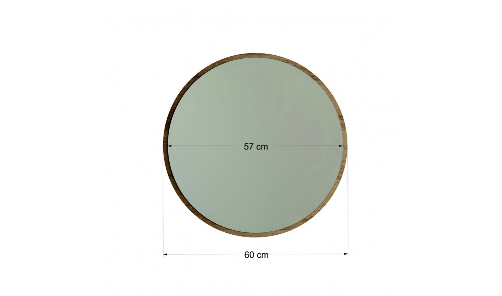 Oglinda Dekoratif Yuvarlak Ayna Ceviz A707 60 x 60 x 2 cm