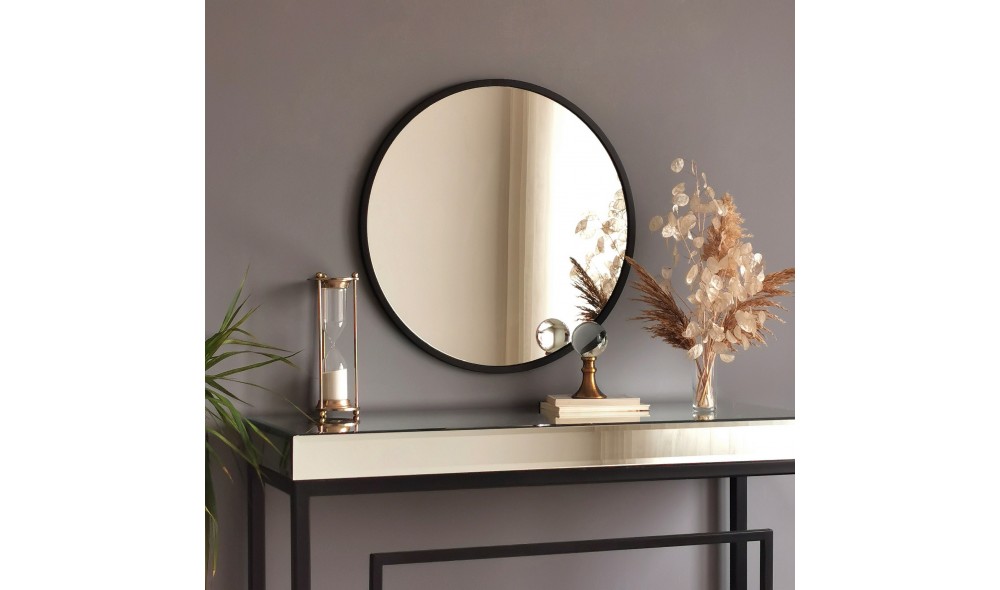 Oglinda Siyah Metal Cerceve Yuvarlak Ayna A709 60 x 60 x 2 cm