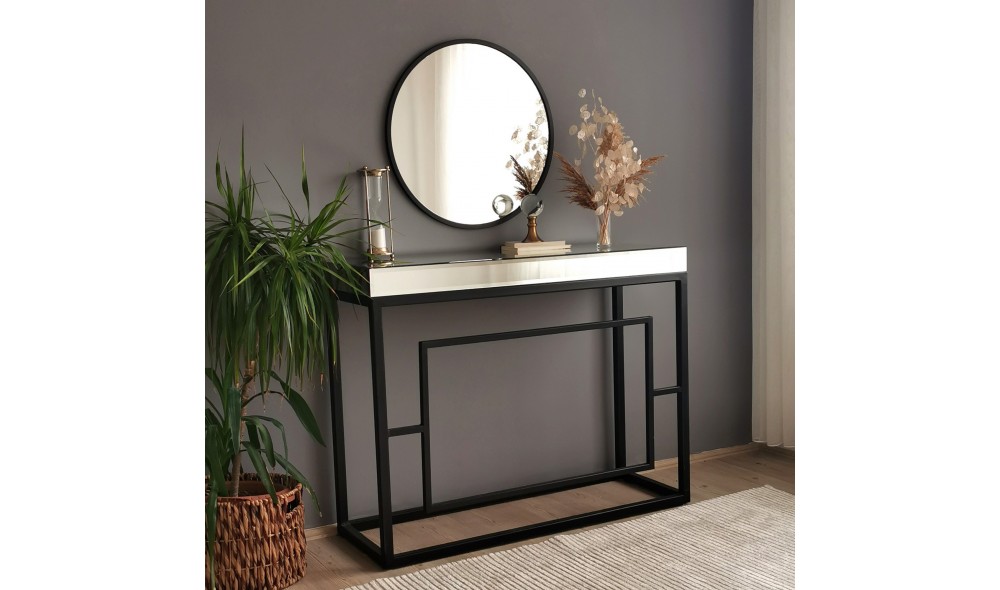 Oglinda Siyah Metal Cerceve Yuvarlak Ayna A709 60 x 60 x 2 cm