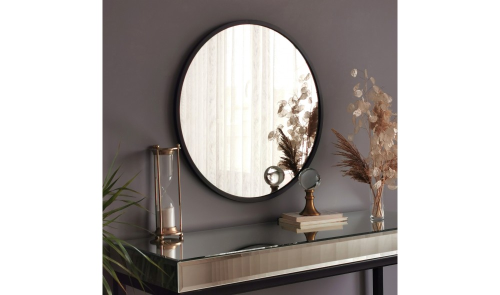 Oglinda Siyah Metal Cerceve Yuvarlak Ayna A709 60 x 60 x 2 cm