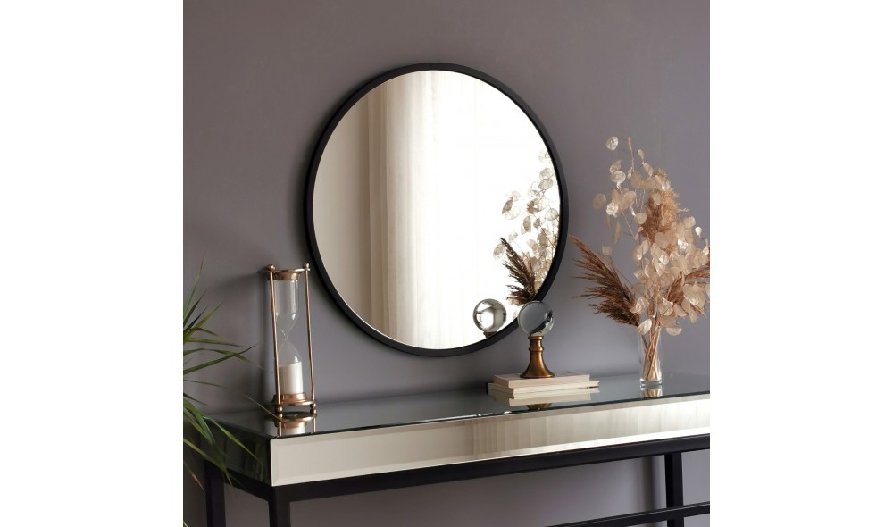 Oglinda Siyah Metal Cerceve Yuvarlak Ayna A709 60 x 60 x 2 cm