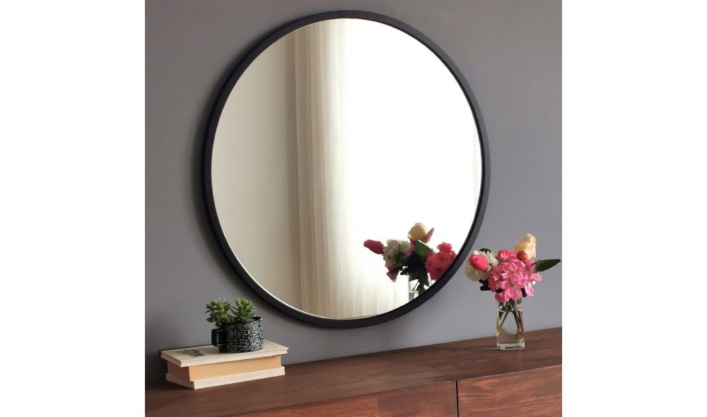 Oglinda Siyah Metal Cerceve Yuvarlak Ayna A709 60 x 60 x 2 cm