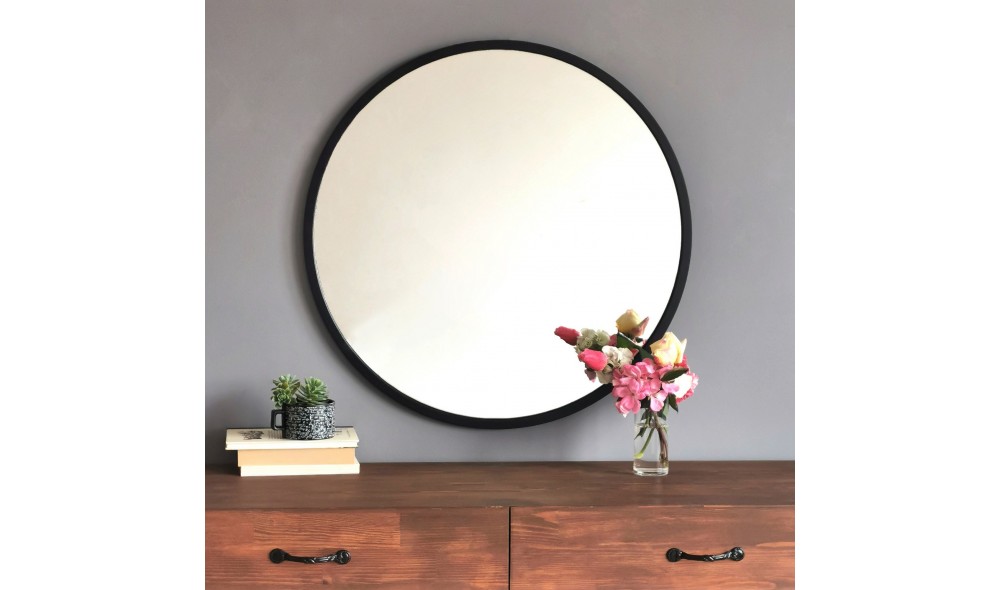 Oglinda Siyah Metal Cerceve Yuvarlak Ayna A709 60 x 60 x 2 cm