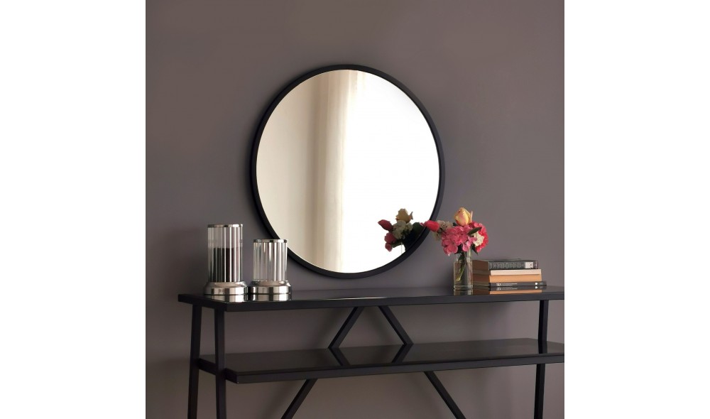 Oglinda Siyah Metal Cerceve Yuvarlak Ayna A709 60 x 60 x 2 cm