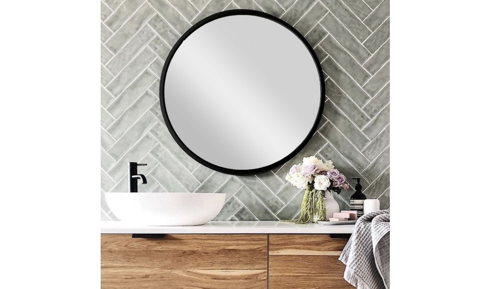 Oglinda Siyah Metal Cerceve Yuvarlak Ayna A709 60 x 60 x 2 cm