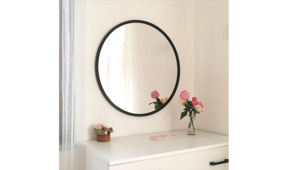 Oglinda Siyah Metal Cerceve Yuvarlak Ayna A710 60 x 60 x 2 cm