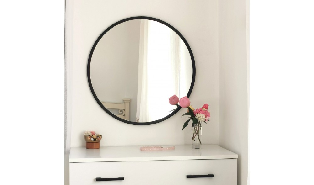 Oglinda Siyah Metal Cerceve Yuvarlak Ayna A710 60 x 60 x 2 cm