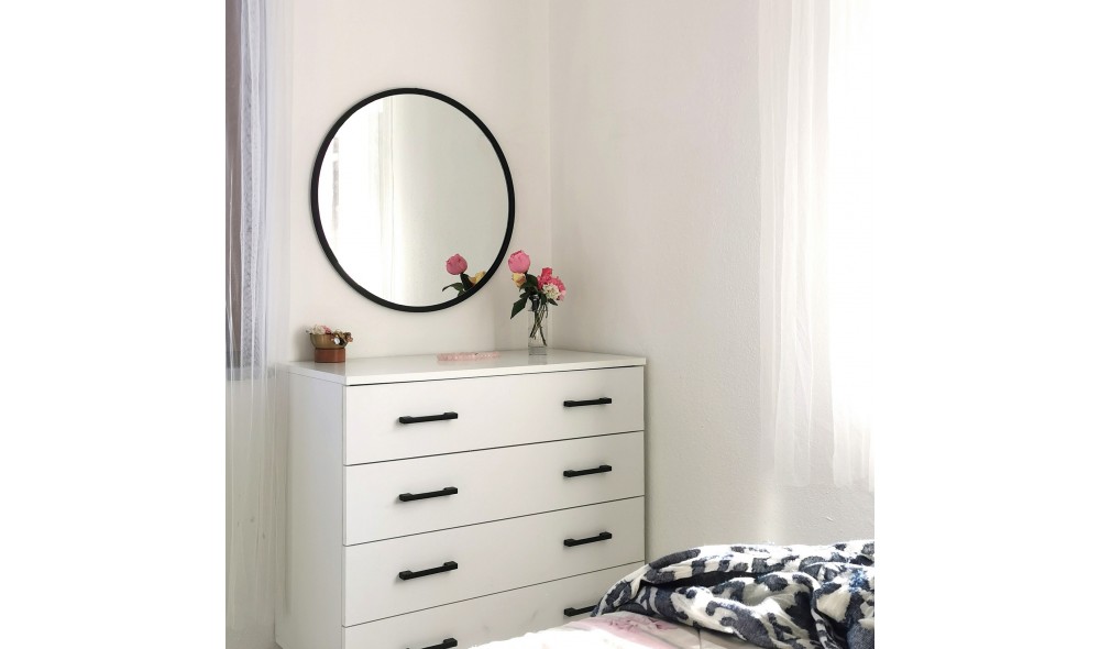 Oglinda Siyah Metal Cerceve Yuvarlak Ayna A710 60 x 60 x 2 cm