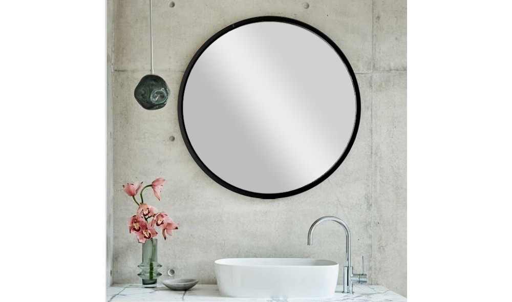Oglinda Siyah Metal Cerceve Yuvarlak Ayna A710 60 x 60 x 2 cm