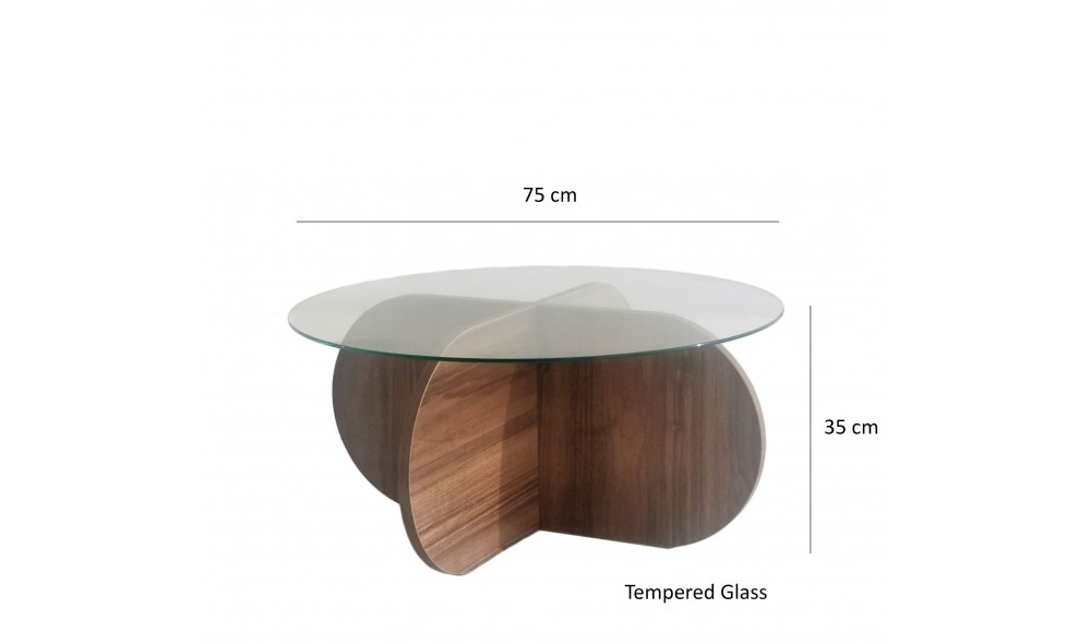 Masuta de cafea Bubble - Nuc 75 x 35 x 75 cm